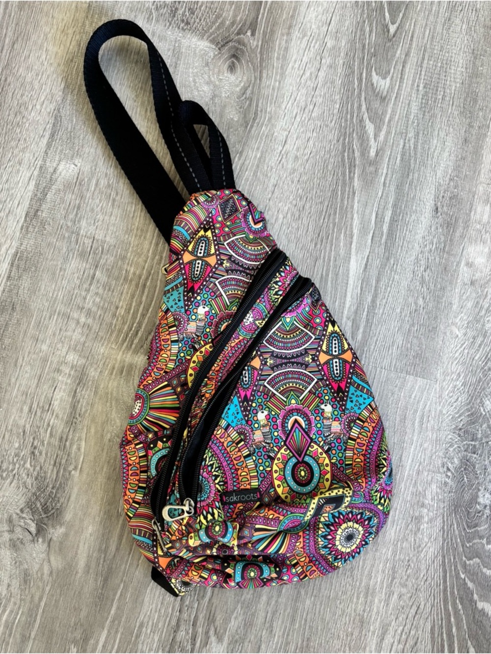 Sakroots Multicolor Mandala Crossbody Sling Bag - Pink, Teal & Yellow